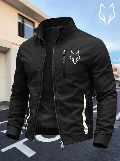Men’s Casual Windbreaker Jacket with Zipper and Pockets