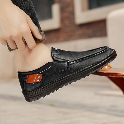 Men's Retro British Slip-On Sneakers - Casual Low-Top Shoes