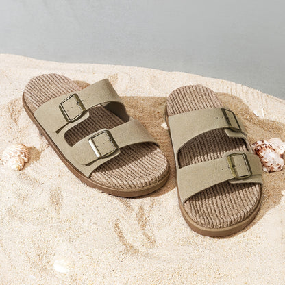 Men's Casual Outdoor Slip-On Sandals with Double Buckle