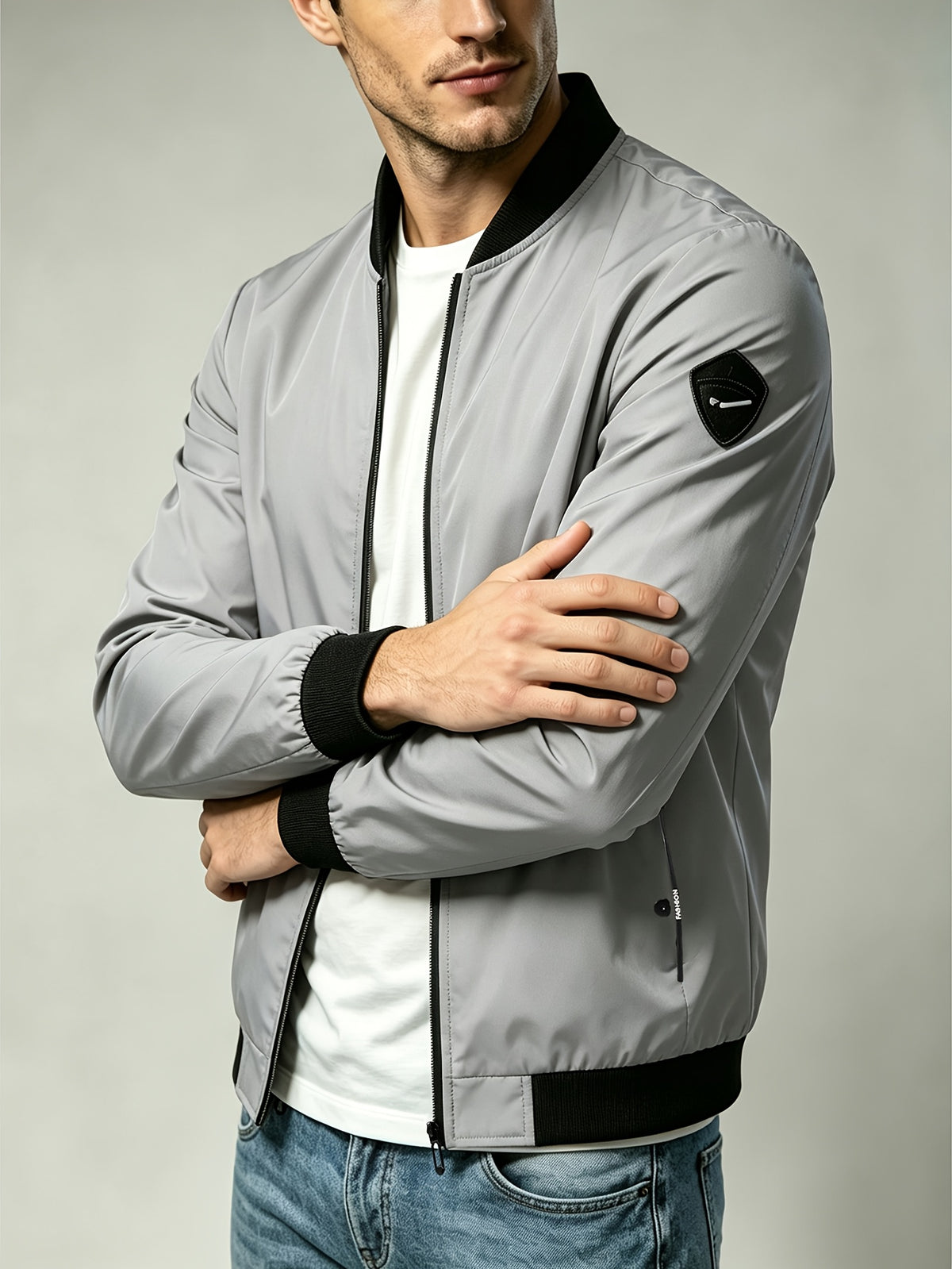 Men's Lightweight Windproof Baseball Jacket for Spring and Fall