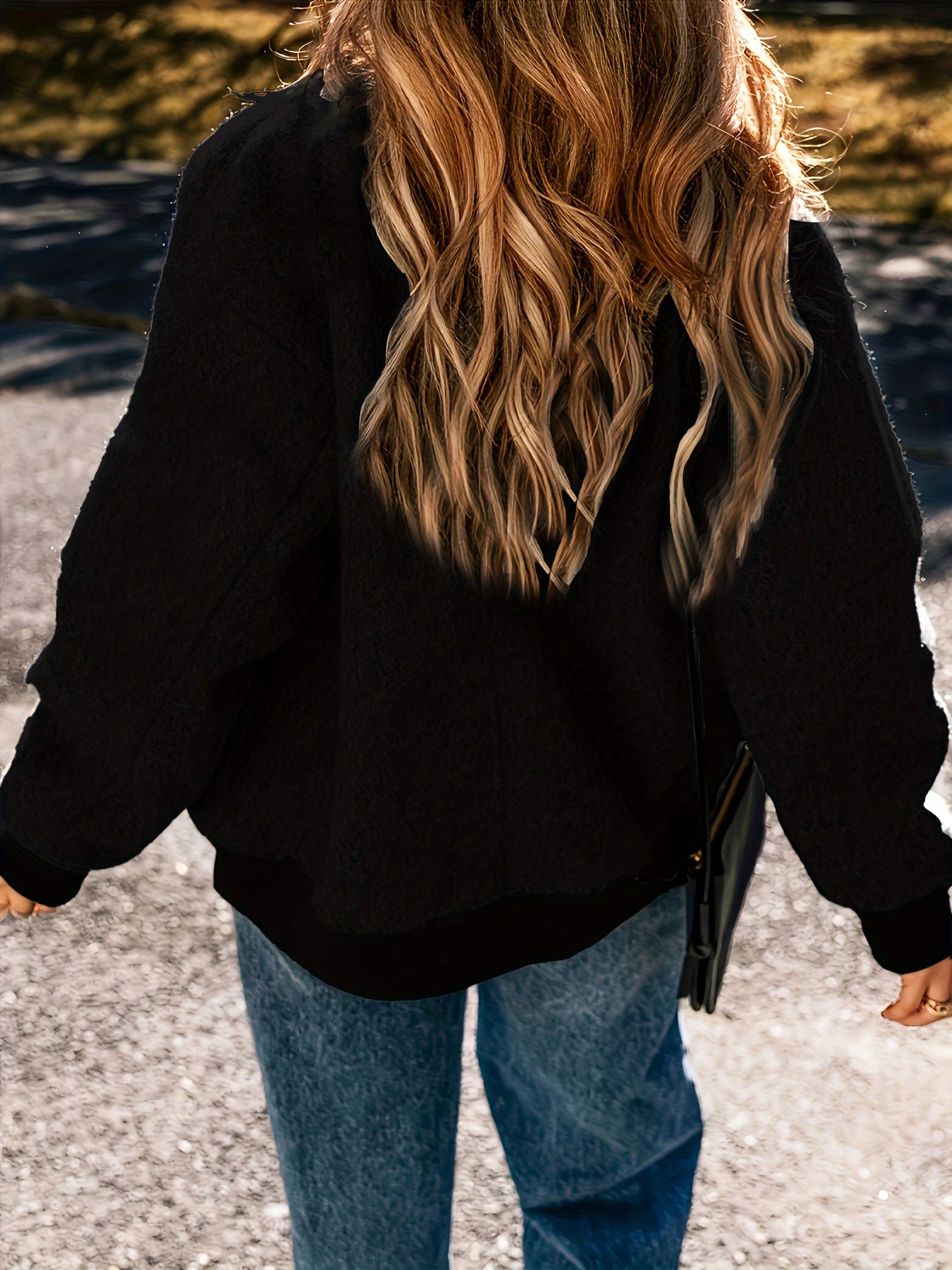 Women'S Elegant Casual Baseball Collar Jacket - Long Sleeve Zip-Up Coat with Asymmetrical Hem, Non-Stretch Fabric, Regular Fit for Spring/Fall, Casual Outerwear, Spring Fall Clothing, Chic Layering Piece, Durable Construction