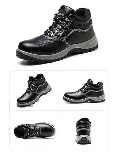 Reinforced Anti-Puncture & Anti-Smashing Safety Work Boots for Men - Heavy-Duty Steel Toe Cap, Anti-Piercing Cushioned Insole, PU Upper & Lining, All-Terrain Traction - Winter/Spring/Fall Construction/Industrial/Construction/