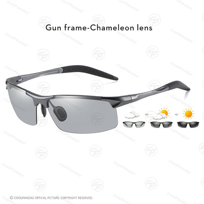 Men's Rimless Photochromic Polarized Magnesium Sunglasses