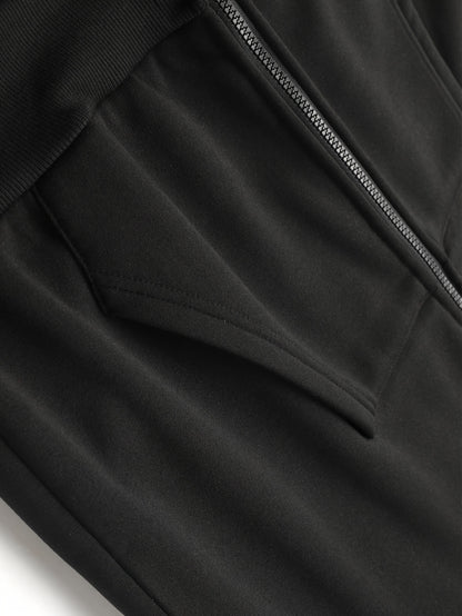 Men's Casual Zip Hoodie and Loose Cargo Pants Set - Breathable Polyest