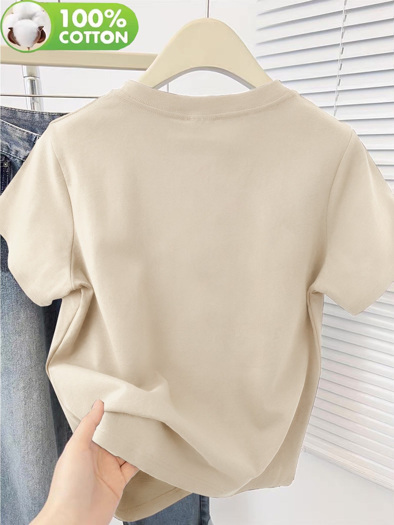 Women's Cotton Casual T-Shirt with Alphabet Pattern, Summer Fit