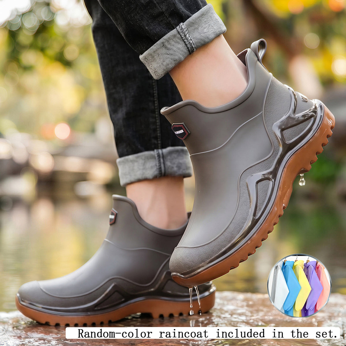 Men's Lightweight Short Rain Boots with Slip-On Comfort