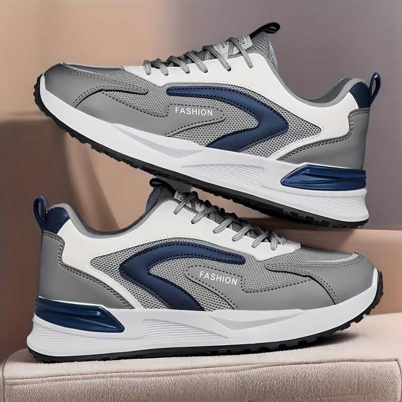 Men'S Plus Size Fashion Sneakers - Breathable Mesh Lace-Up Casual Shoes with Thick PVC Sole, Low-Top Design for All Seasons, Spring/Summer/Fall, Versatile Streetwear, Allseason Shoes | Minimalist Sneakers | Durable PVC Sol - ayq