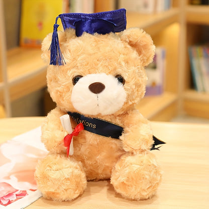 1 Graduation Bear Plush Toy, 23cm/9.1in, Two Colors Available. Ideal as a Gift for Halloween, Thanksgiving, Christmas, New Year, Valentine's Day, Mother's Day, Carnival, Easter, and Graduation Season. Suitable for Living Room