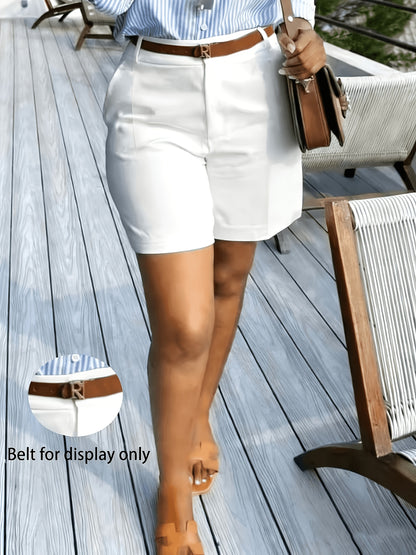 Women's Elegant Summer Casual Polyester Shorts with Pockets