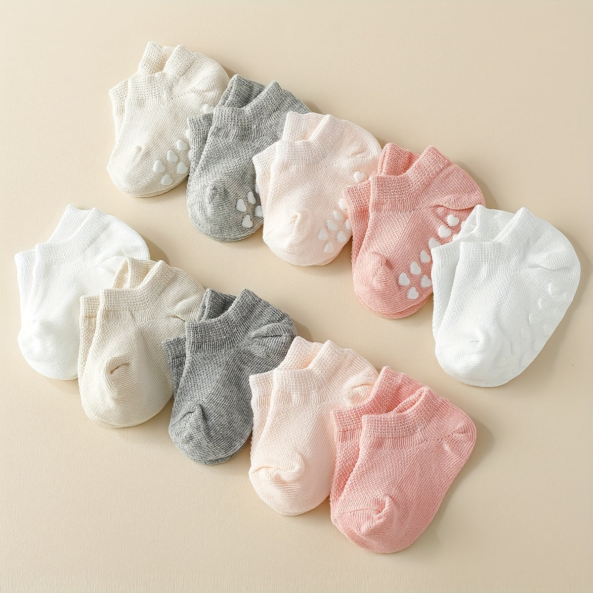 10 Pairs of Solid Color Spring And Summer Non-Slip Gel Boat Socks