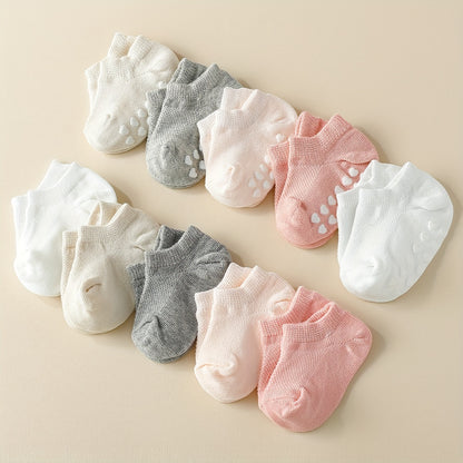 10 Pairs of Solid Color Spring And Summer Non-Slip Gel Boat Socks