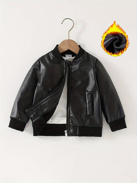 Fashionable And Cool Jackets for Children Under 3 Years Old, Suitable for Autumn And Winter, Windproof And Waterproof, Featuring a Long-Sleeve Zip Closure, Regular Fit, Made of Solid Color in Polyester Material.