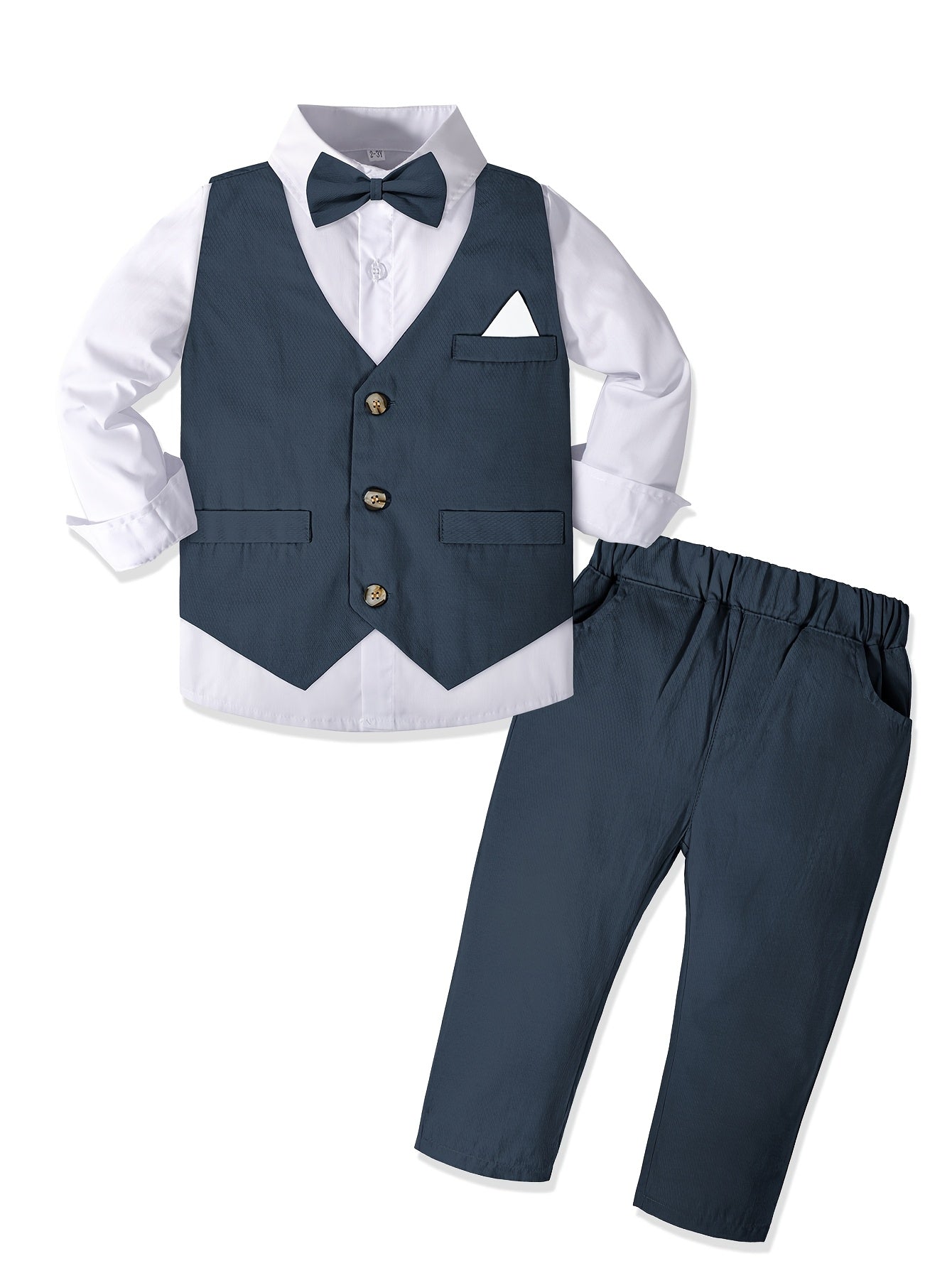 Boys' Classic 4-Piece Suit Set with Vest and Bow Tie