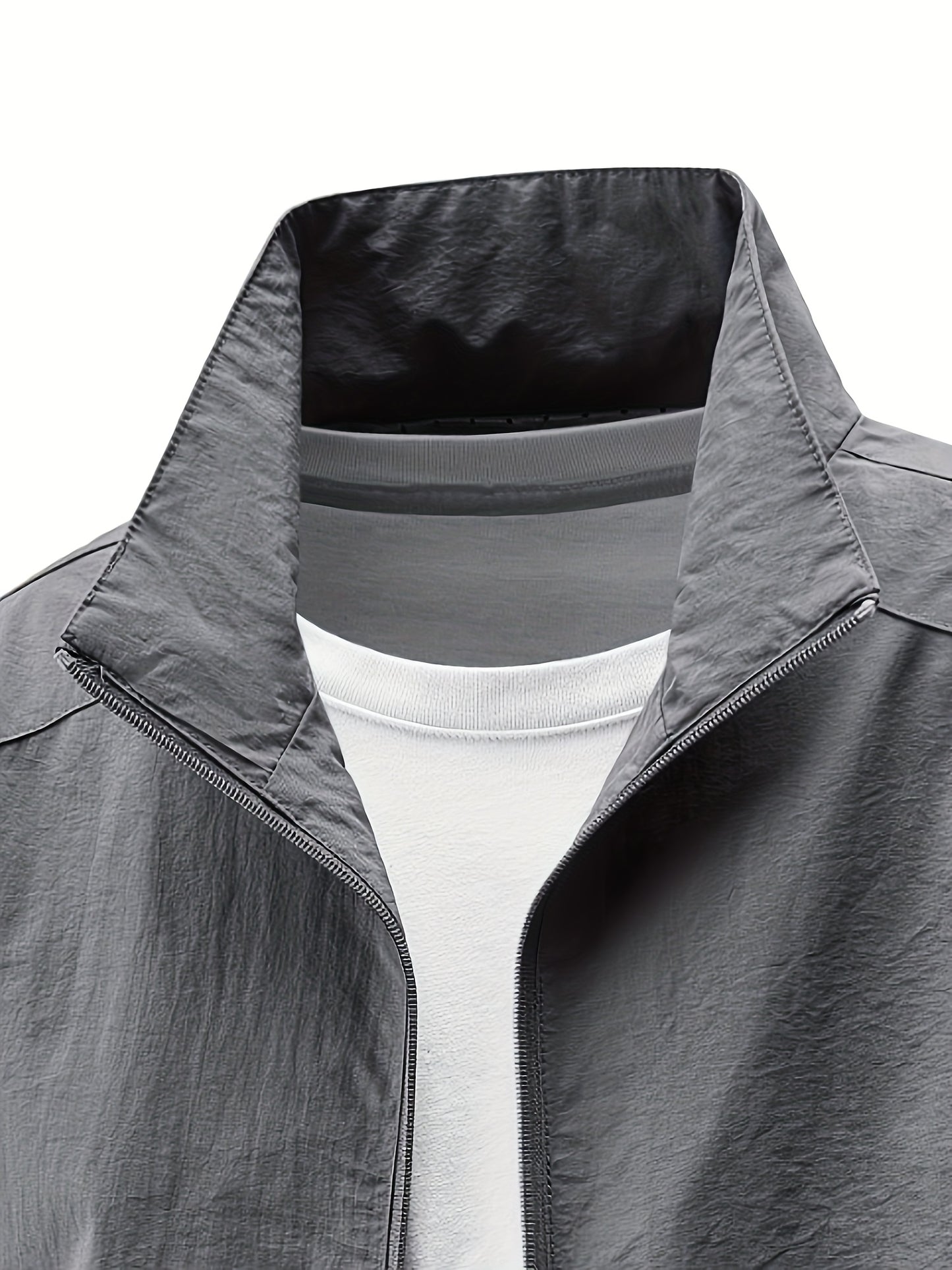 Տղամարդու ձիթապտղի կանաչ բոմբեր բաճկոն՝ կանգնած օձիքով - ամենօրյա, հարմարավետ, կայծակաճարմանդով վերնազգեստ՝ բացօթյա գործունեության համար, ամենօրյա հագուստ | Կանգնած օձիքով բաճկոն | Կայծակաճարմանդով բաճկոն