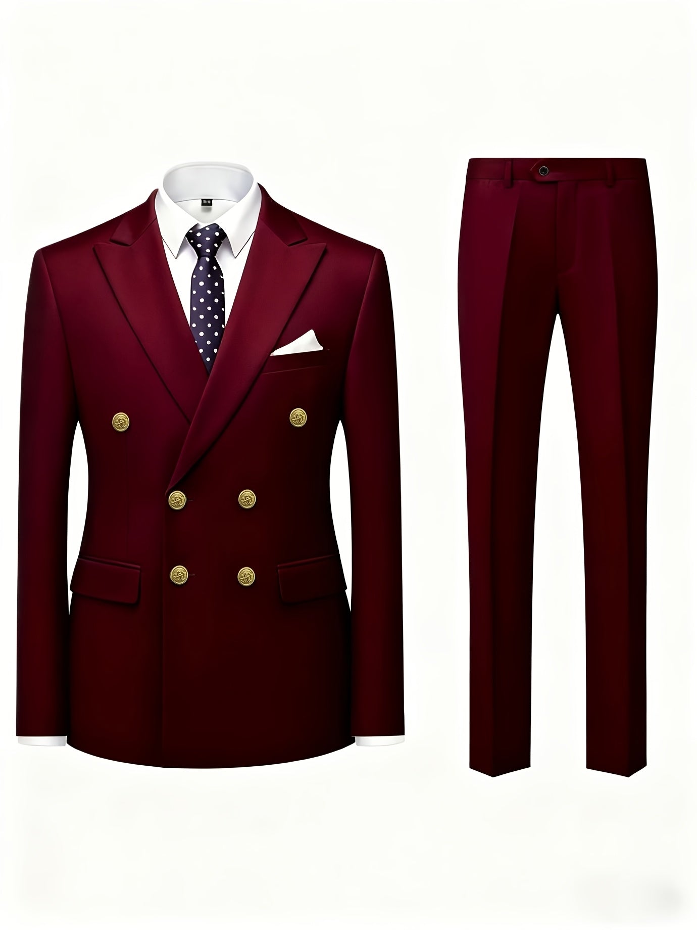 Men's Slim Fit 2-Piece Polyester Suit with Notched Lapel