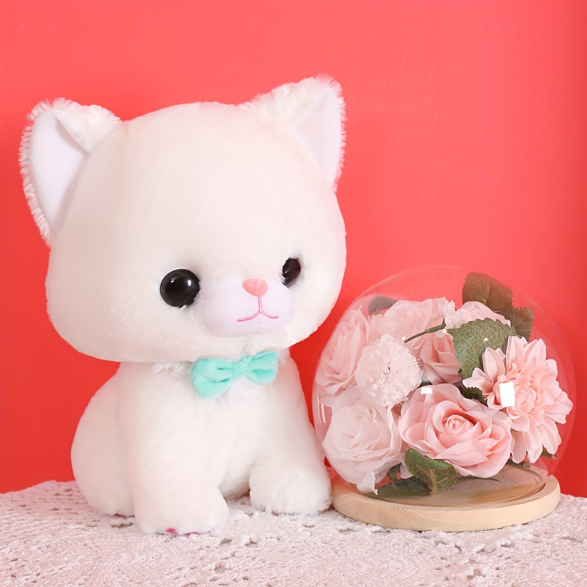 An adorable sitting New Year's cake cat plush toy doll, creative soft and cute cat pillow cat doll birthday creative gift home decoration