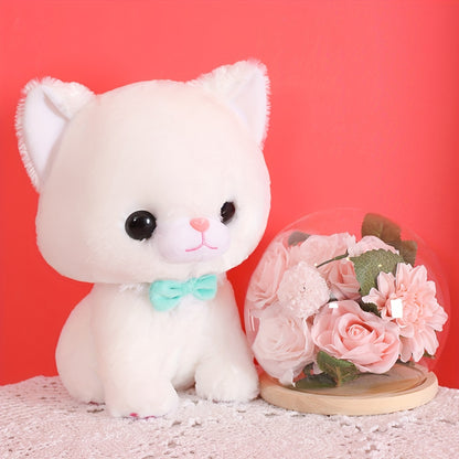 An adorable sitting New Year's cake cat plush toy doll, creative soft and cute cat pillow cat doll birthday creative gift home decoration