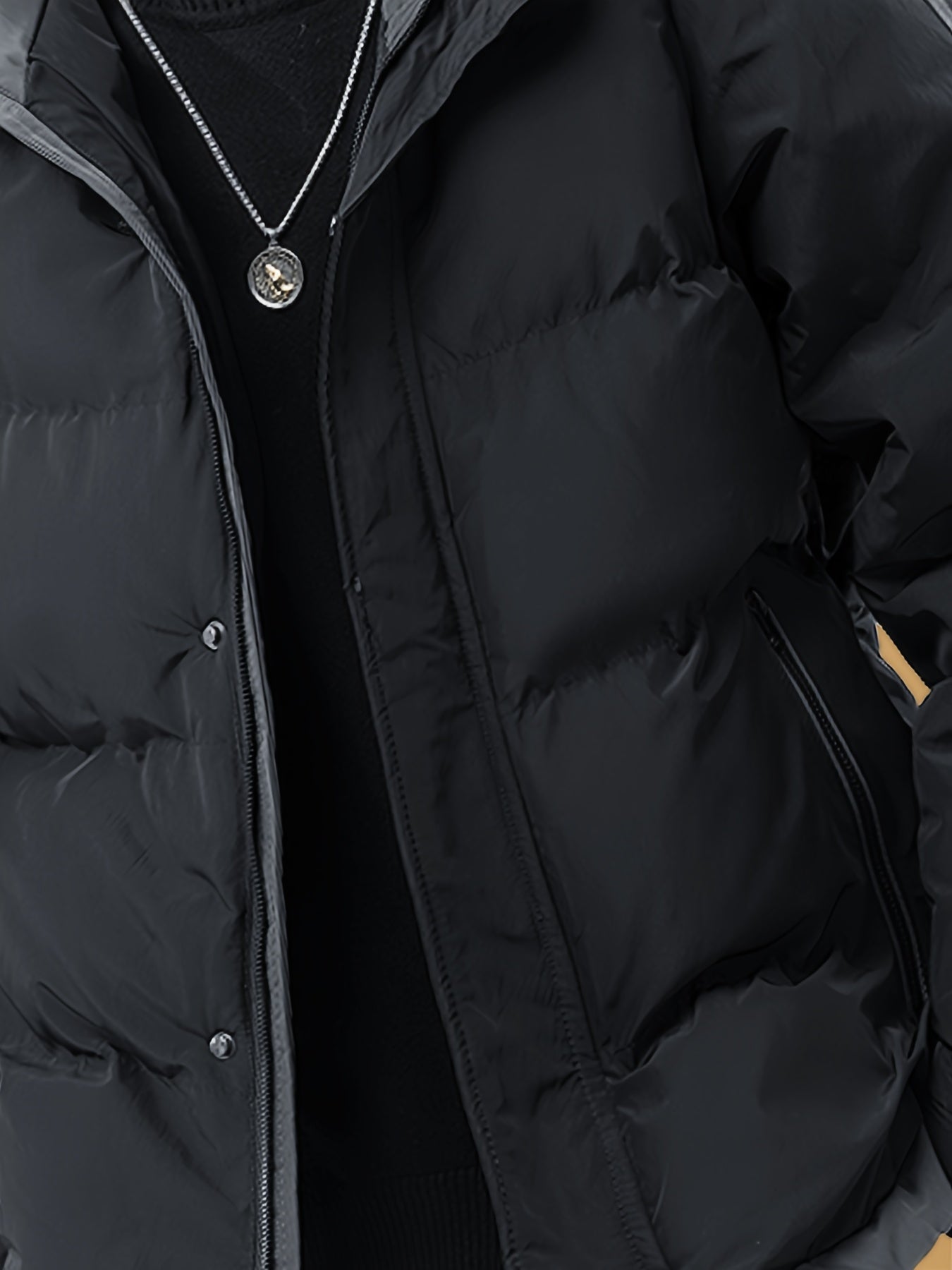 Men's Heavyweight Winter Coat - Hooded Jacket with Full-Zipper Closure, Insulated Outer Shell for Extreme Cold, Front Pockets - Dark Grey/White color, Hand Washable - Ideal for Everyday & Formal Cold Weather Outfits by OceanM