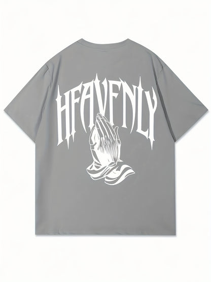 Set of 4 Men'S Graphic T-Shirts - Featuring Designs Like 'Heavenly', Casual Round Neck Short Sleeves Made of Lightweight Polyester, Perfect for Summer Outdoor Wear, a Great Gift for Family.
