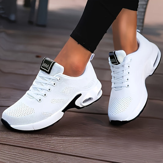 Trendy Solid Color Mesh Breathable Sneakers, Casual Outdoor Sport Running Shoes