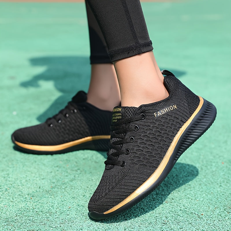Women's Lightweight Lace-Up Casual Sneakers, Breathable Soft Sole Platform Lace Up Walking Shoes, Comfortable Fashion Footwear plus size
