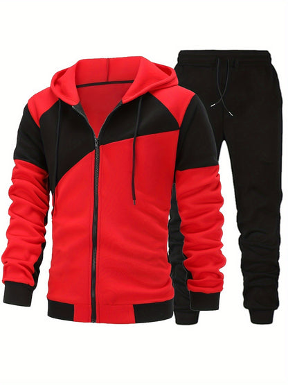 New Autumn and Winter Men's Zipper Design Hoodie Suit Fleece Hoodie Men's Casual Sports Suit