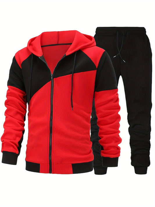 New Autumn and Winter Men's Zipper Design Hoodie Suit Fleece Hoodie Men's Casual Sports Suit
