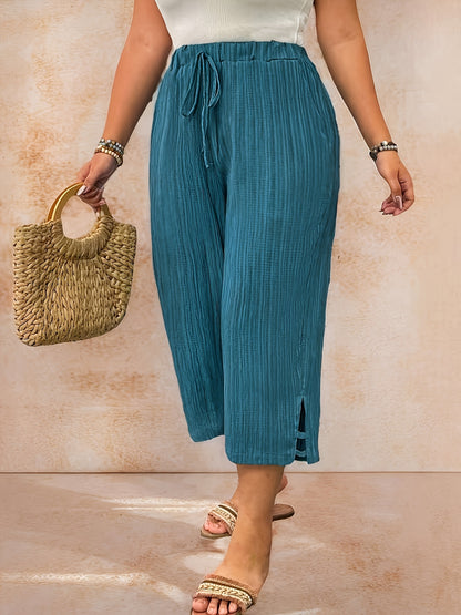 Women’s Casual Solid Color Drawstring Capri Pants
