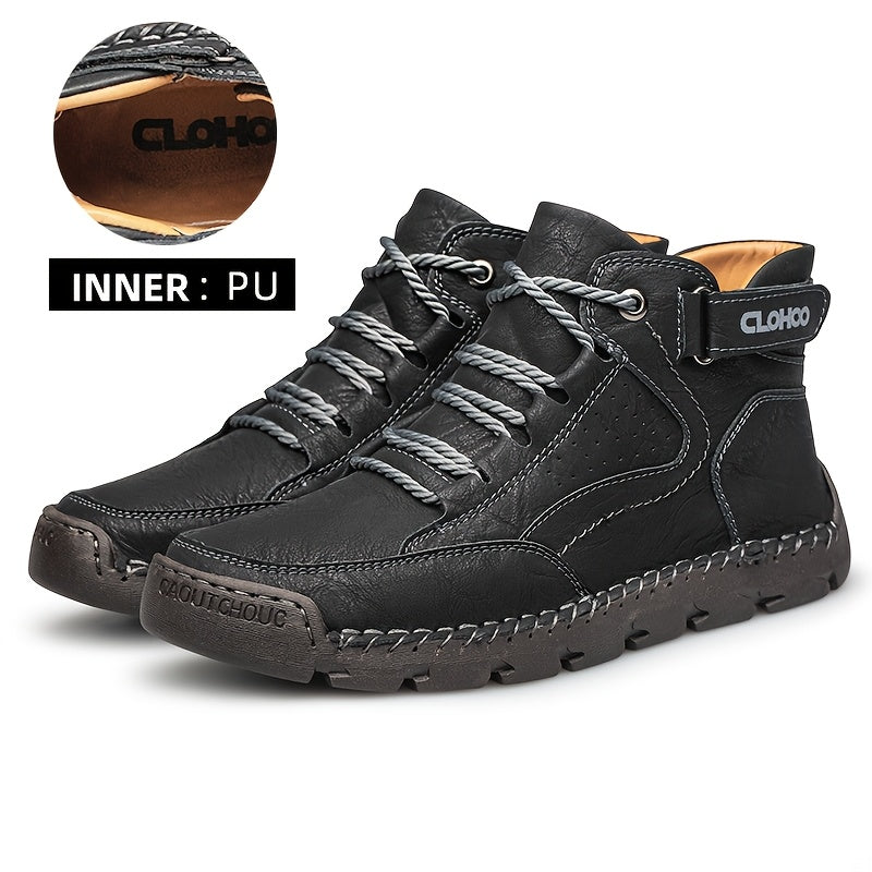 Men's Casual Lace-Up Ankle Boots with Rubber Sole