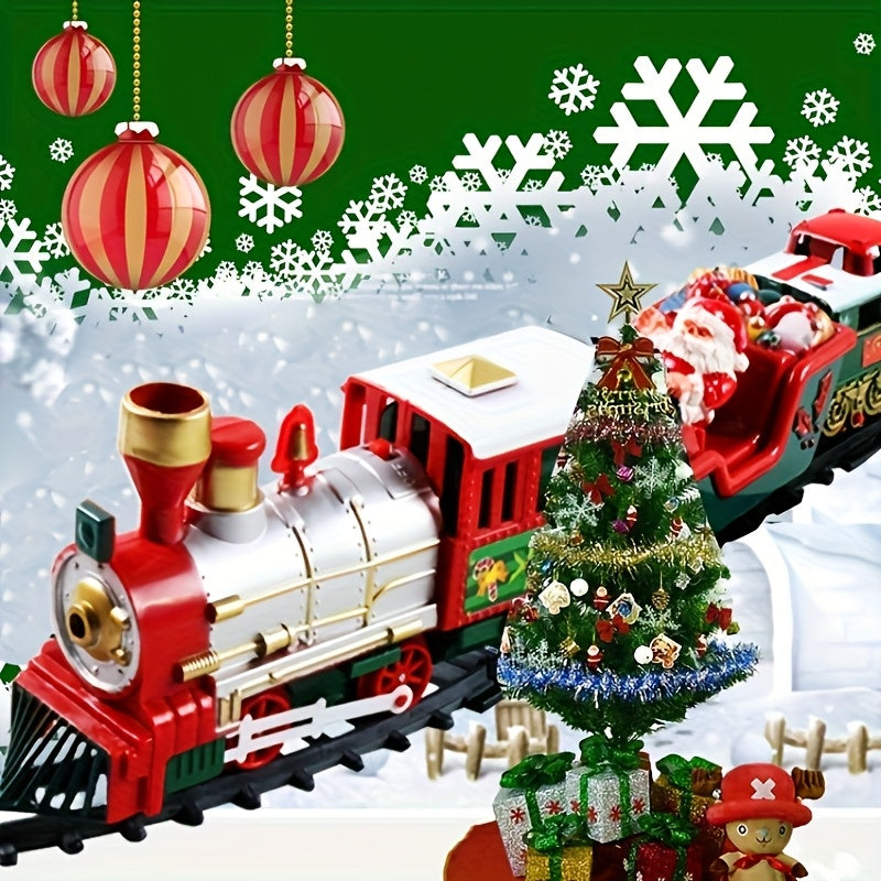 Electric Christmas Train Set | Hanging Christmas Tree Decoration, Indoor & Outdoor Use, Battery Powered, Weather Resistant, Suitable for Children, Red, Green - QWK Brand