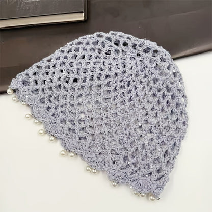 Lightweight Gray Crochet Hand-Hollow Brimless Hat for Women