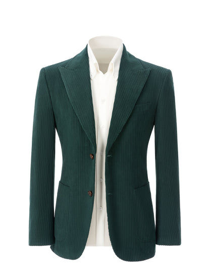 Men'S Navy Corduroy Blazer & Pants - Classic Notch Lapel, Casual Two-Piece Suit with Long Sleeves, Polyester Fabric, All-Season Wear, Casual Attire|Casual Style|Polyester Suit