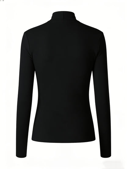 Women’s Gothic Style Long-Sleeve High-Neck Fitted T-Shirt