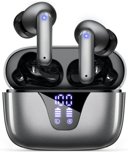 ZIUTY Wireless Earbuds, Ear Buds Bluetooth V5.3 Headphones 50H Playtime with LED Digital Display Charge Case, IPX5 Waterproof Earphones with Mic for Iphone Android Phone Computer Laptop - Star Gray