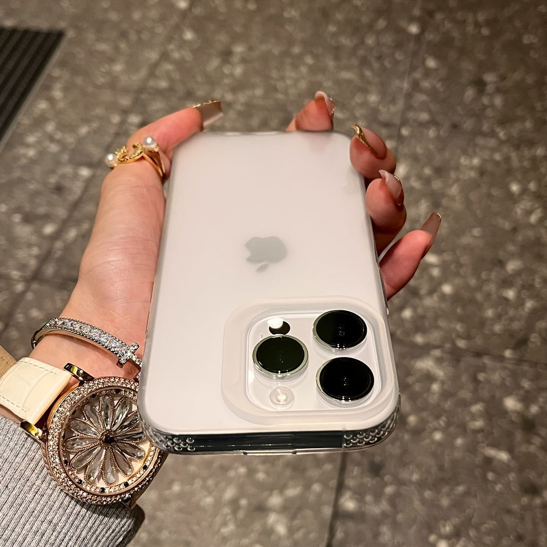 Անփայլ թափանցիկ պատյան, որը նախատեսված է Iphone մոդելների 16, 15, 14, 13, 12, և 11 Pro Max-ի համար, որն առաջարկում է հարվածից դիմադրություն և տեսախցիկի պաշտպանություն, հարմար է Iphone 14, 15 և 16 Plus-ի համար: