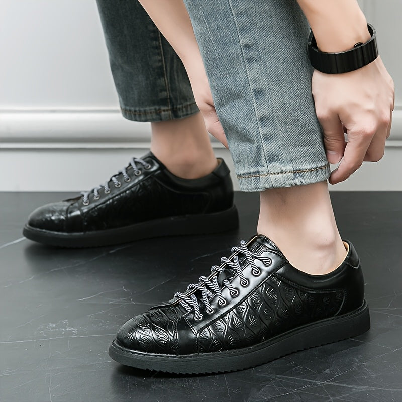 Men's Glossy Embossed PU Sneakers for Casual & Work