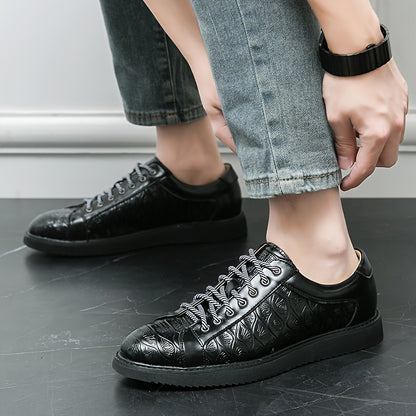 Men's Glossy Embossed PU Sneakers for Casual & Work