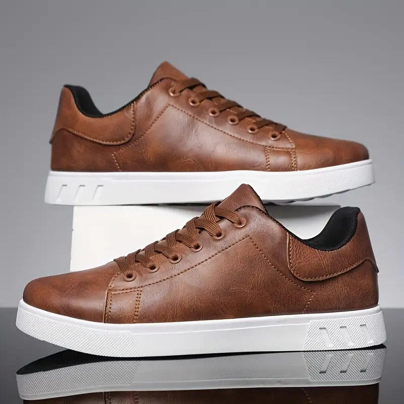 Men'S And Neutral Lace-Ups-Brown, PU Upper with Durable Sole with Ground Tread, All-Season Casual Shoe for Everyday Wear, Office And Semi-Formal Occasions-Durable Lace-Ups with Faux Denim And Formal Wear, Round Head Design, F - ayq