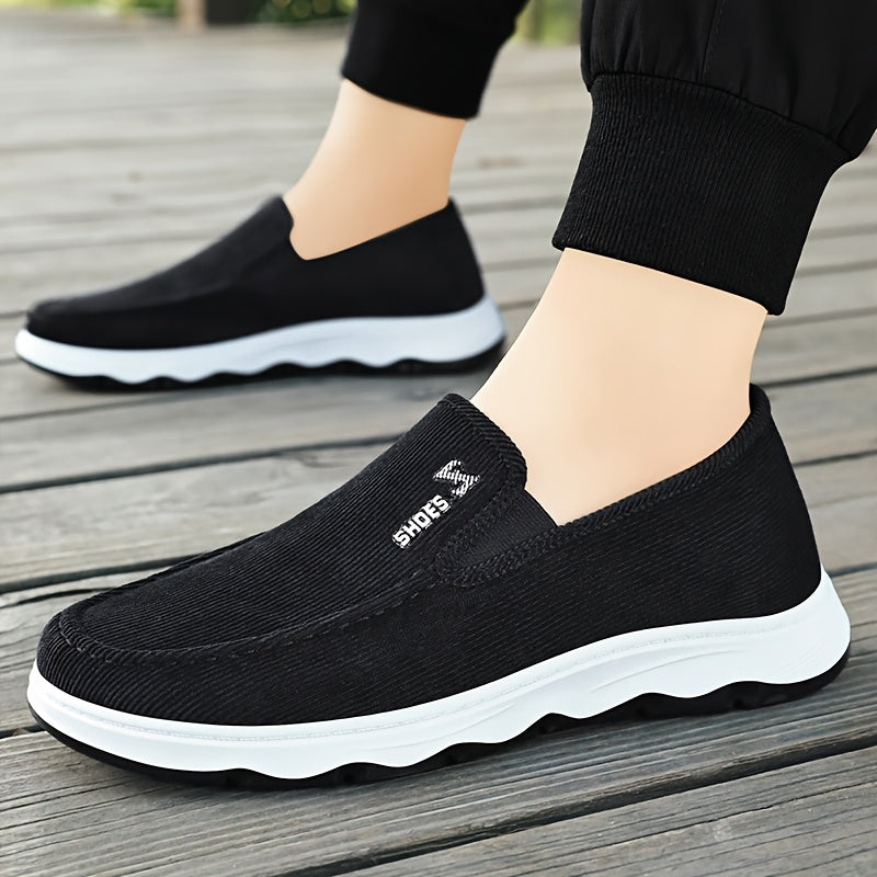 Men's Lightweight Slip-On Walking Shoes - Comfortable Low-Top Outdoor Sneakers, Breathable Fabric Upper, Non-Slip PVC Sole, Gray, Casual & Sporty Design for Casual Attire, Casual Footwear | Breathable Design | Durable PVC Sol - ayq