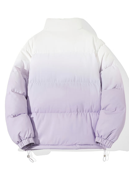 1 հատ տղամարդու փողոցային ոճի վերարկու՝ կանգնած օձիքով, այբուբենի նախշերով, սովորական չափսերով, լարերով, չձգվող գործվածքով պոլիեսթեր, 100% պոլիեսթերային լցոն, երկար թևքերով, ամենօրյա տաք, գրադիենտային բաճկոն՝ աշնանային և ձմեռային համար