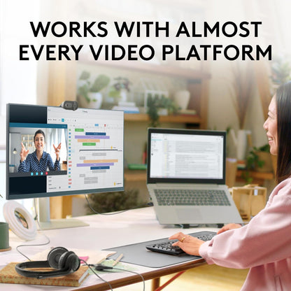 Logitech Brio 101 Full HD 1080P Webcam Made for Meetings and Works for Streaming — Auto-Light Balance, Built-In Mic, Privacy Shutter, USB-A, for Microsoft Teams, Google Meet, Zoom, and More - Black