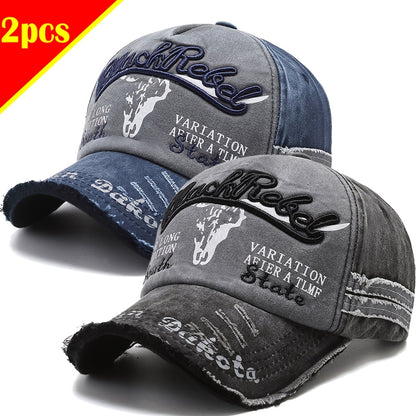 2pcs Vintage Embroidered Baseball Caps for Men and Women
