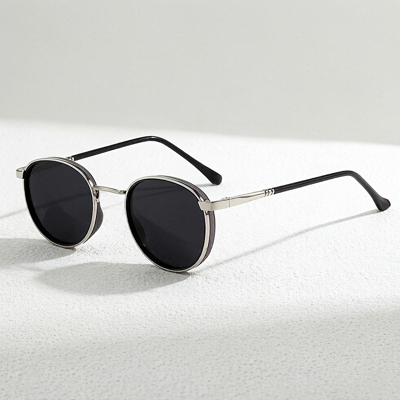 Unisex Polarized Round Sunglasses with Stainless Steel Frame