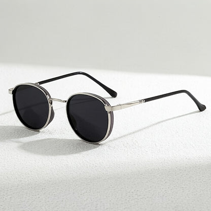 Unisex Polarized Round Sunglasses with Stainless Steel Frame