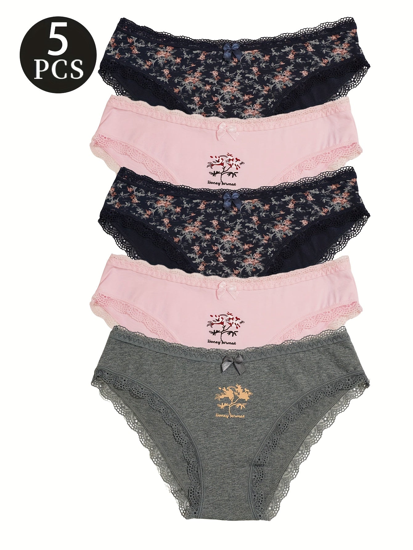5-Pack Women's Cotton Briefs, Soft, Breathable Mid-Rise Panties