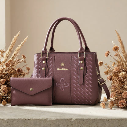 Elegant Women's Embroidered PU Shoulder Bag Set with Bow
