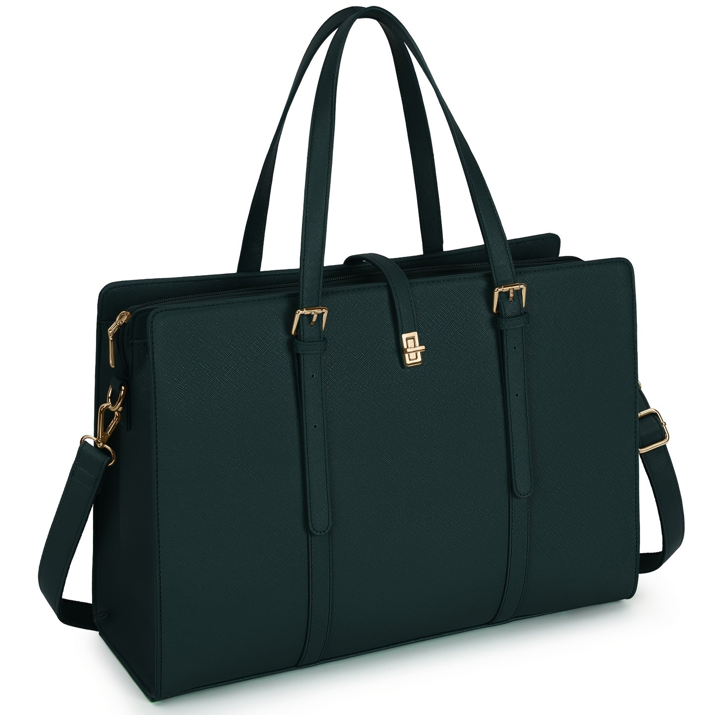 Women's 15.6-Inch Faux Leather Laptop Bag Elegant Business Tote