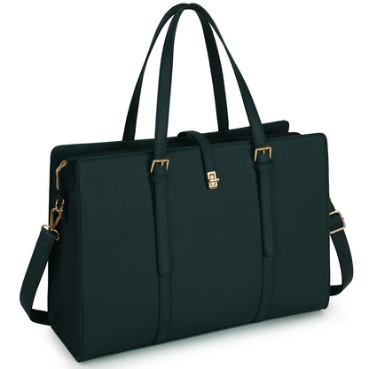 Women's 15.6-Inch Faux Leather Laptop Bag Elegant Business Tote