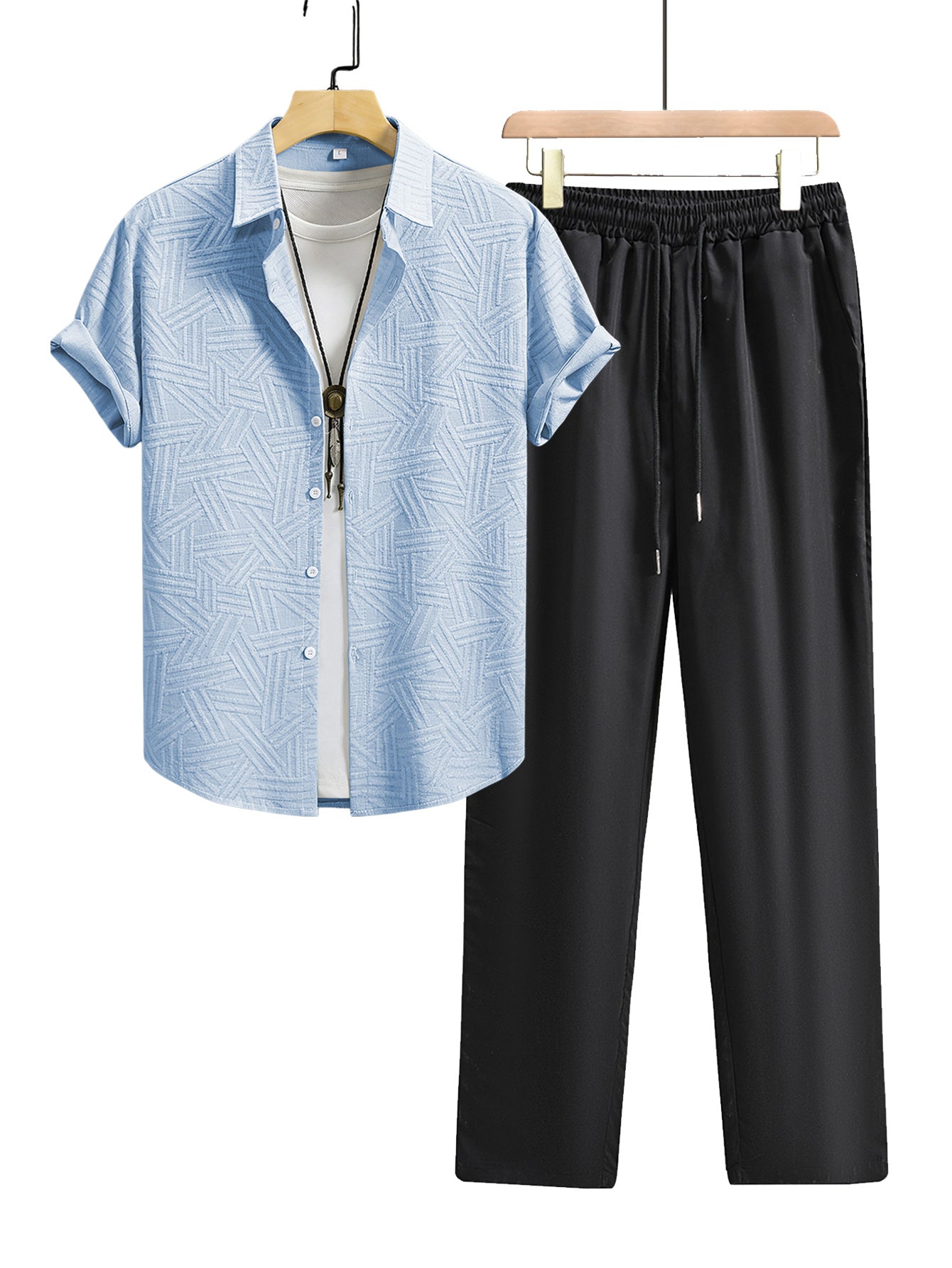 Men's Casual Shirt and Pants Set, Lightweight Summer Essentials