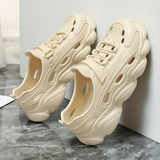 Beige EVA Clogs - Comfortable, Lightweight & Breathable, Waterproof Thick Sole Casual Shoes for All Seasons, Easy to Clean, Cute Shoes